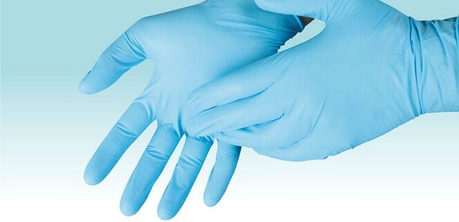 Disposable gloves to protect your hands when treating your feet against fungal infections